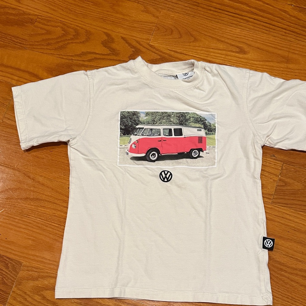 Zara Cream Short-Sleeve Tee with Pink Van Graphic